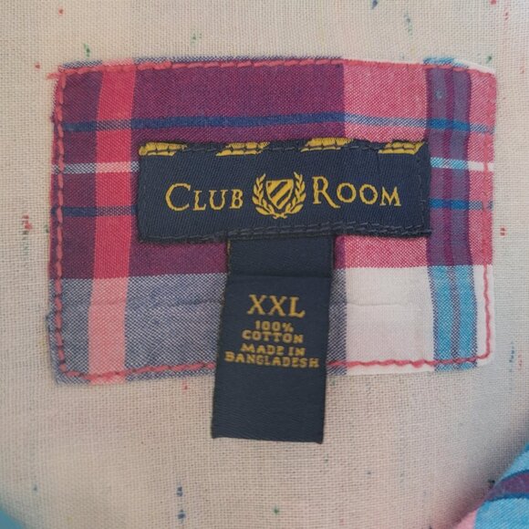 Club Room Men XXL Madras Plaid Shirt 100% Cotton Button Down Collar Long Sleeve - Picture 12 of 13